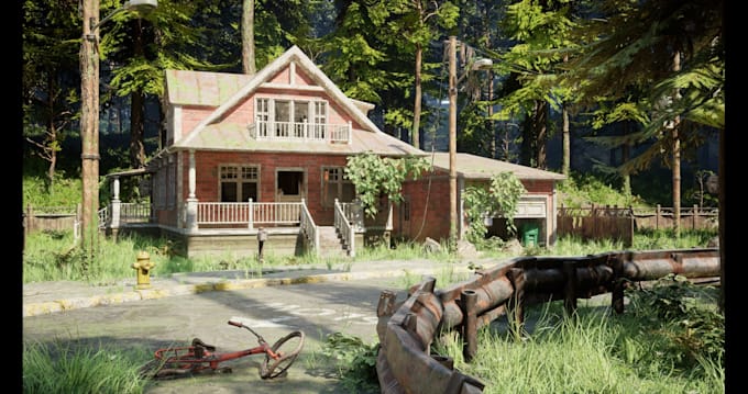 create 3d realistic game environment, open world map in unity and unreal engine