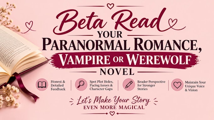 beta read your paranormal romance, vampire or werewolf novel