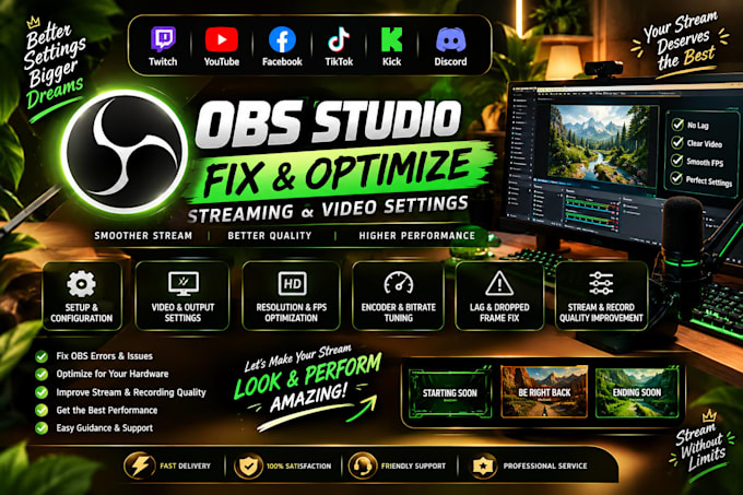 fix and optimize obs studio streaming and video settings