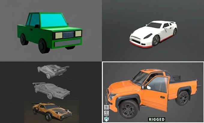 do custom low poly 3d car model game ready vehicle for fivem unity ue5, roblox