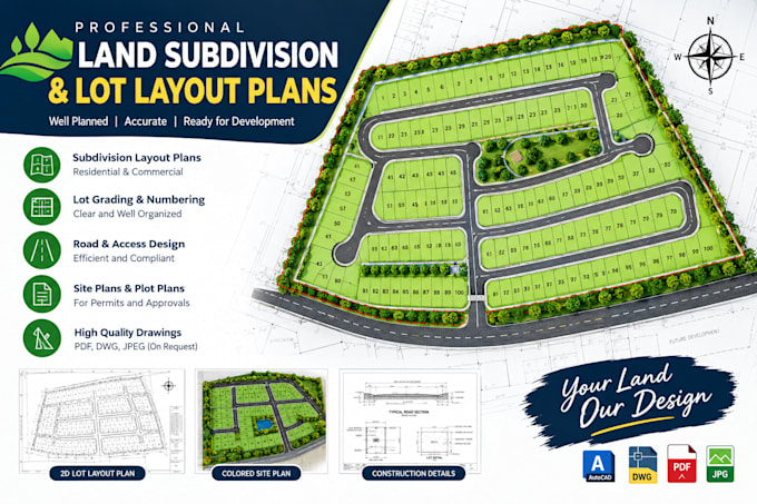 design professional land subdivision and lot layout plans