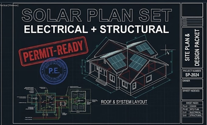 create a full solar plan set including electrical and structural diagrams