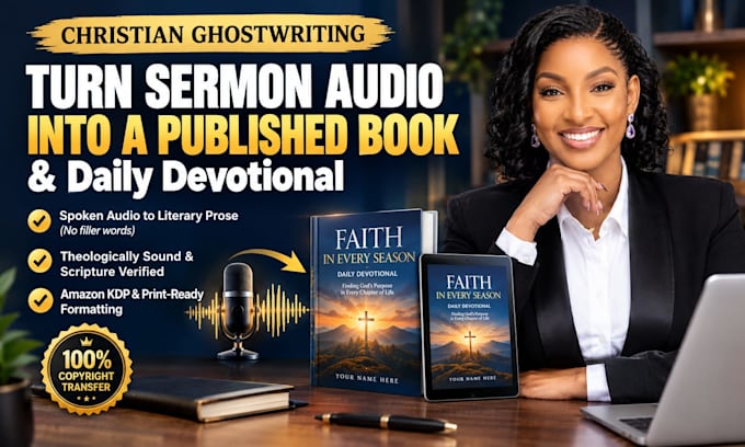 ghostwrite preaching audio into a christian book manuscript and devotional