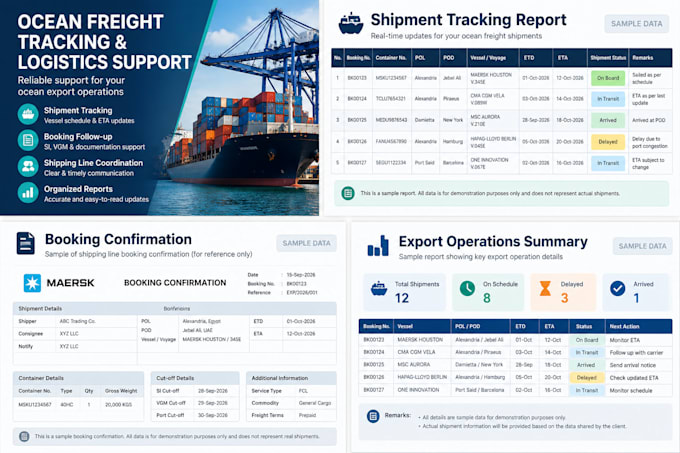 provide ocean freight tracking and logistics support