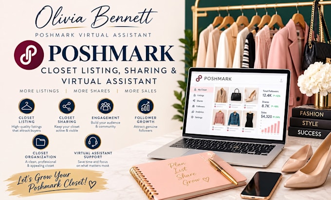 poshmark  closet sharing and listing and virtual assistant