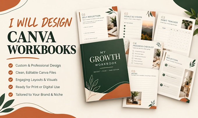 do canva workbook design, coaching ebook and course workbook PDF