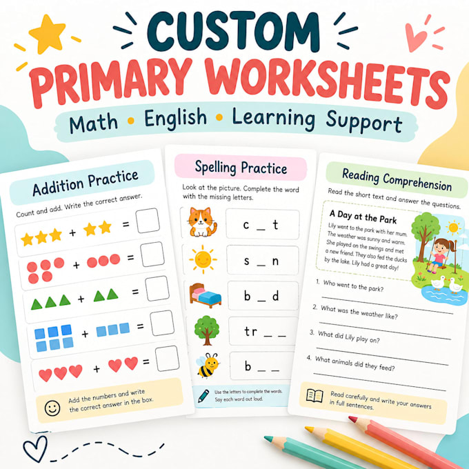 create engaging worksheets and learning materials for primary students