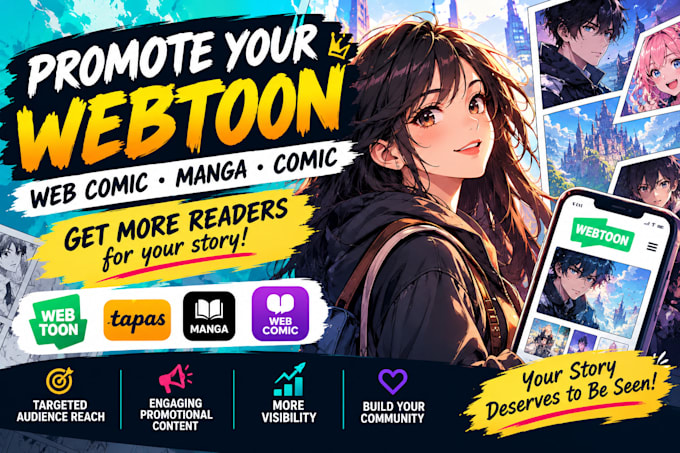 do webtoon promotion, comic, tapas, manga, webcomic and promote