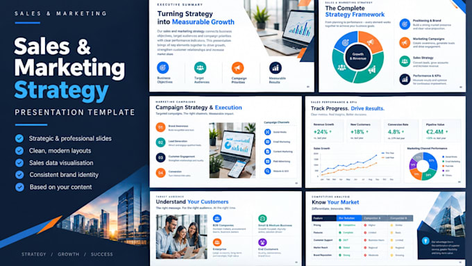 design a professional sales and marketing strategy presentation