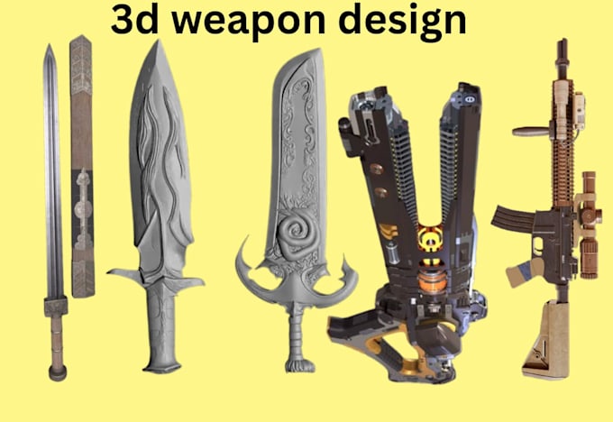 do cosplay weapon design 3d sword model, 3d gun 3d props model for 3d printing
