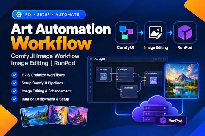 fix setup art automation workflow, comfyui image workflow, image editing runpod