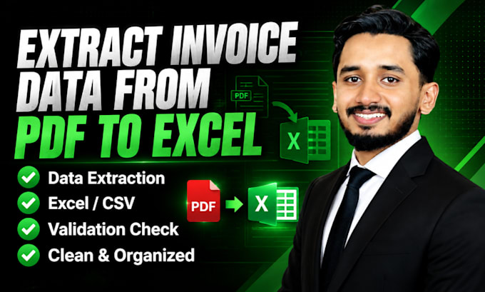 extract invoice data from PDF to excel with validation