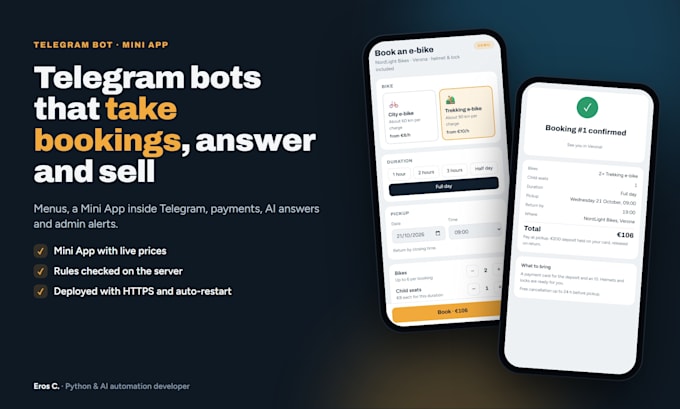develop a python telegram bot or telegram mini app with payments