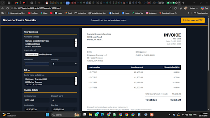 create an ai invoice generator web and other apps