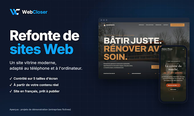 refaire votre site web en un site vitrine moderne, adapté au mobile