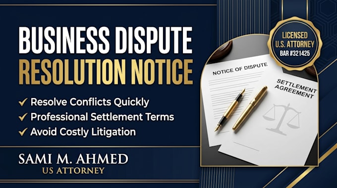 write an attorney business dispute resolution notice