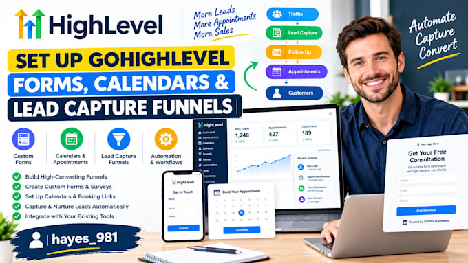 set up gohighlevel forms, calendars and lead capture funnels