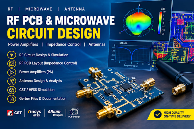 design rf pcb, microwave circuits, power amplifiers and antennas