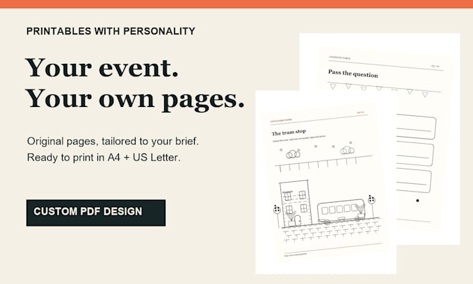 design original printable activity pages for your event or brand