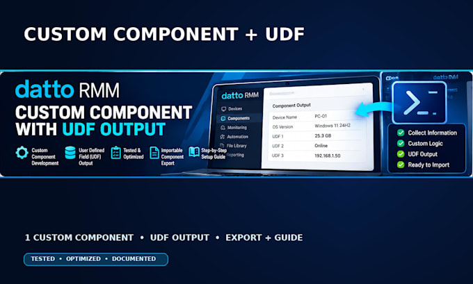 create a custom datto rmm component with udf output