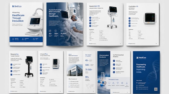 design a professional medical device and pharmaceutical brochure