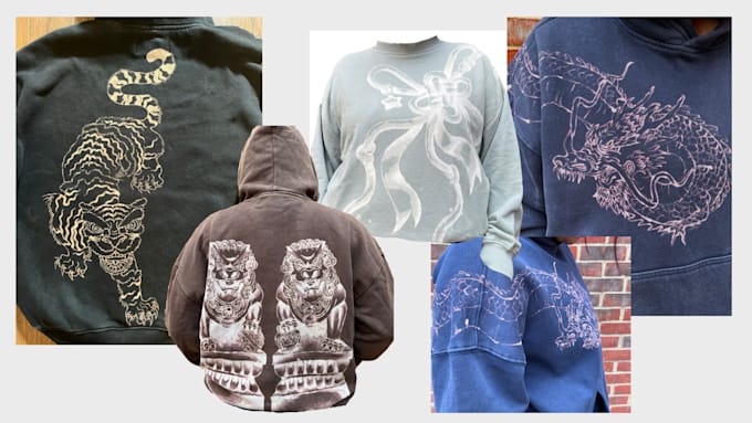 hand draw original custom artwork on a piece of clothing