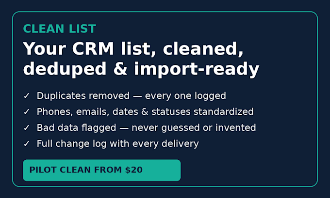 clean, dedupe and standardize your CRM or spreadsheet data