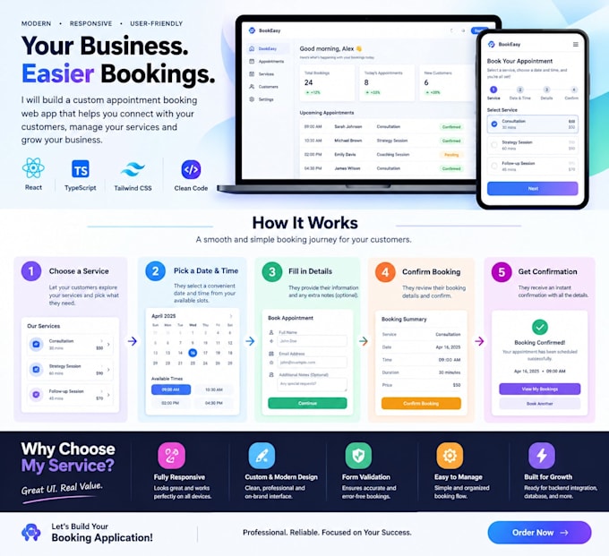 build a responsive appointment booking web app for you