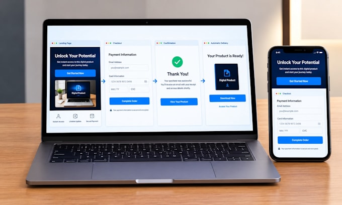 create a systeme io digital product funnel with checkout and automatic delivery