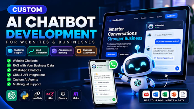 develop custom ai chatbots for websites and businesses
