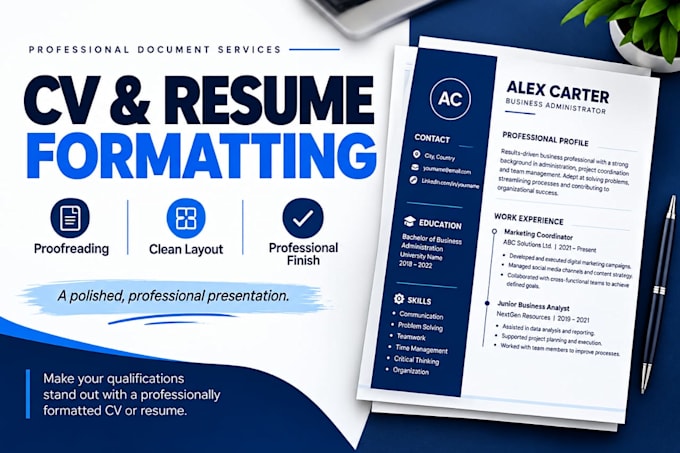 format and proofread your professional CV or resume