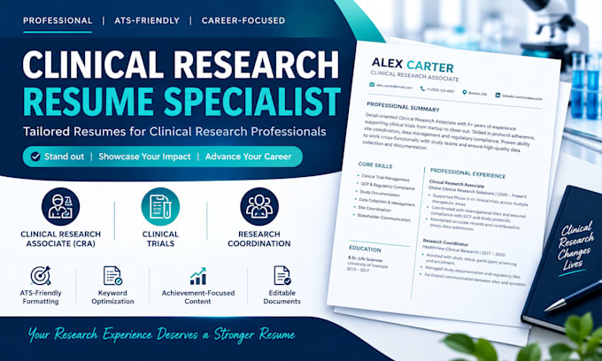 write a clinical research associate cra resume and CV