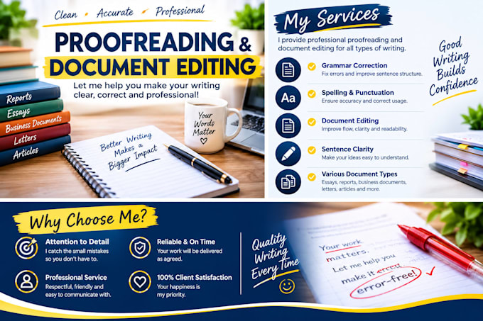 proofread, edit, and correct grammar and spelling