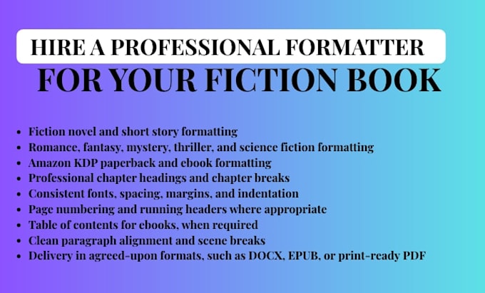 do fiction book formatting