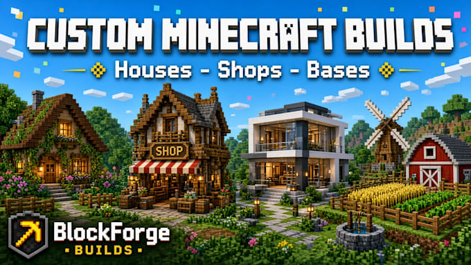 build small custom minecraft builds, houses and statues