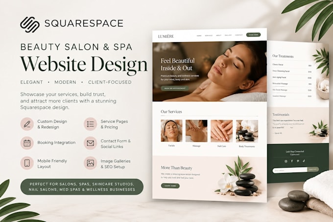 design a premium squarespace spa and salon website