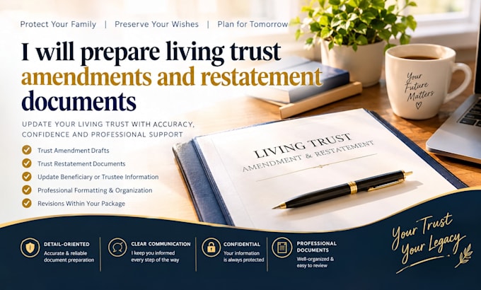 prepare trust amendment and restatement documents for your living trust