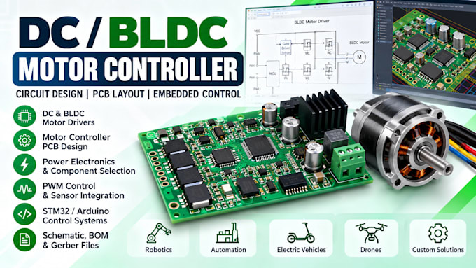 design dc bldc motor drivers, motor controller pcb and embedded control systems