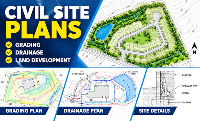 create civil site plans, grading plans, drainage and land development drawings