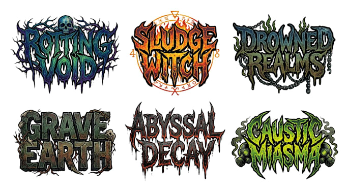 create a dark sludge metal band logo