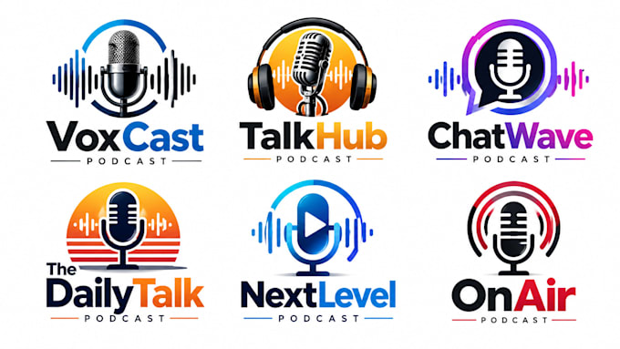 design a professional, microphone, audio, broadcasting, talk show podcast logo
