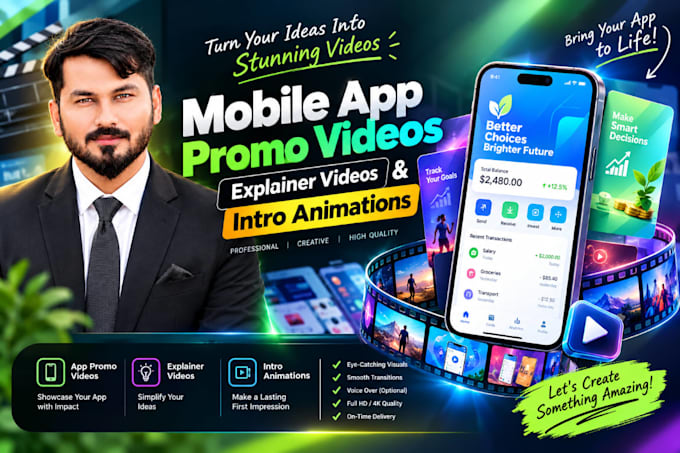 create mobile app promo videos explainer videos and intro animations