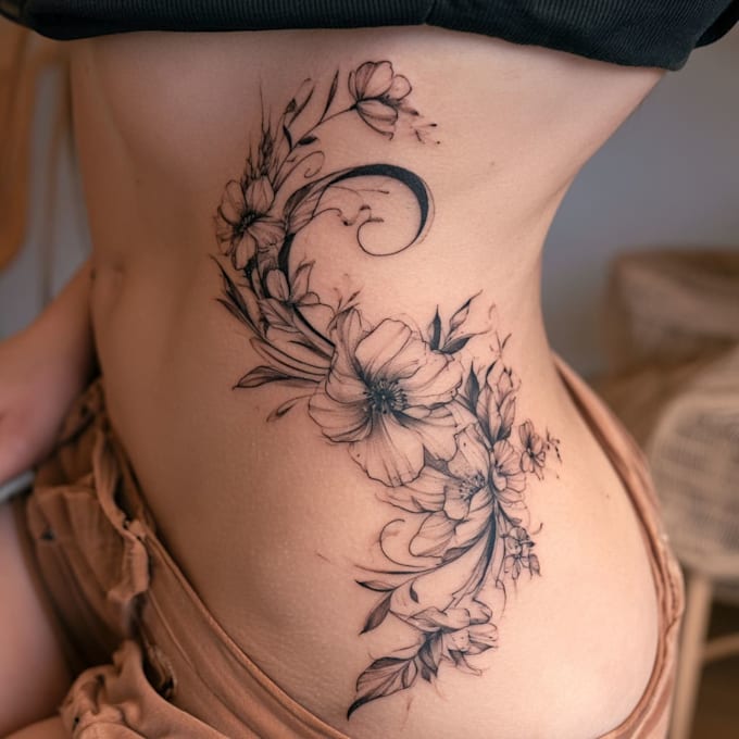 draw custom fine line nature tattoos