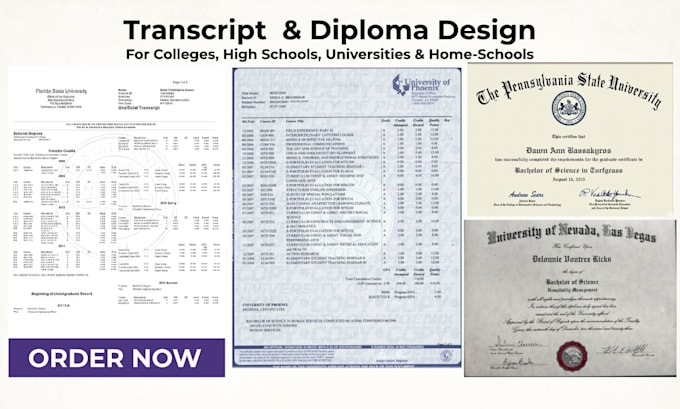 design college transcript, high school transcript, diploma and ged certificates