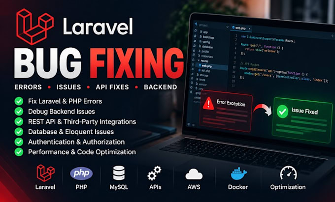 fix laravel bugs, errors, and backend issues