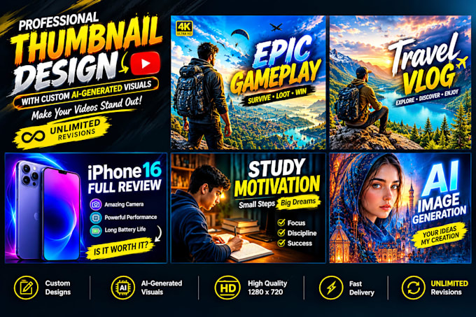 design eyecatching youtube thumbnails