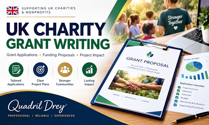 write UK charity grant applications and funding proposals