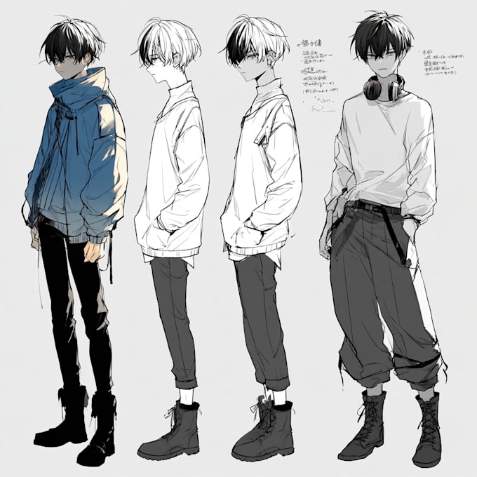 create anime character sheet and custom reference art