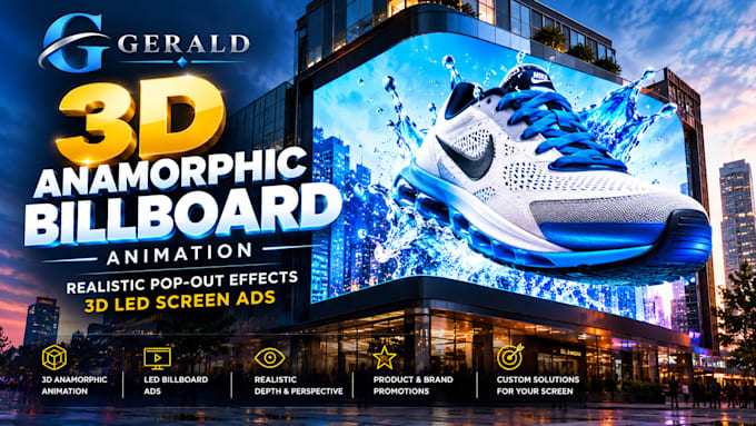 professional 3d anamorphic billboard animation and 3d led screen ads