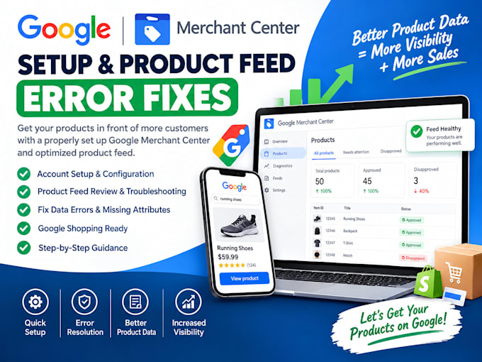 set up google merchant center and fix product feed errors